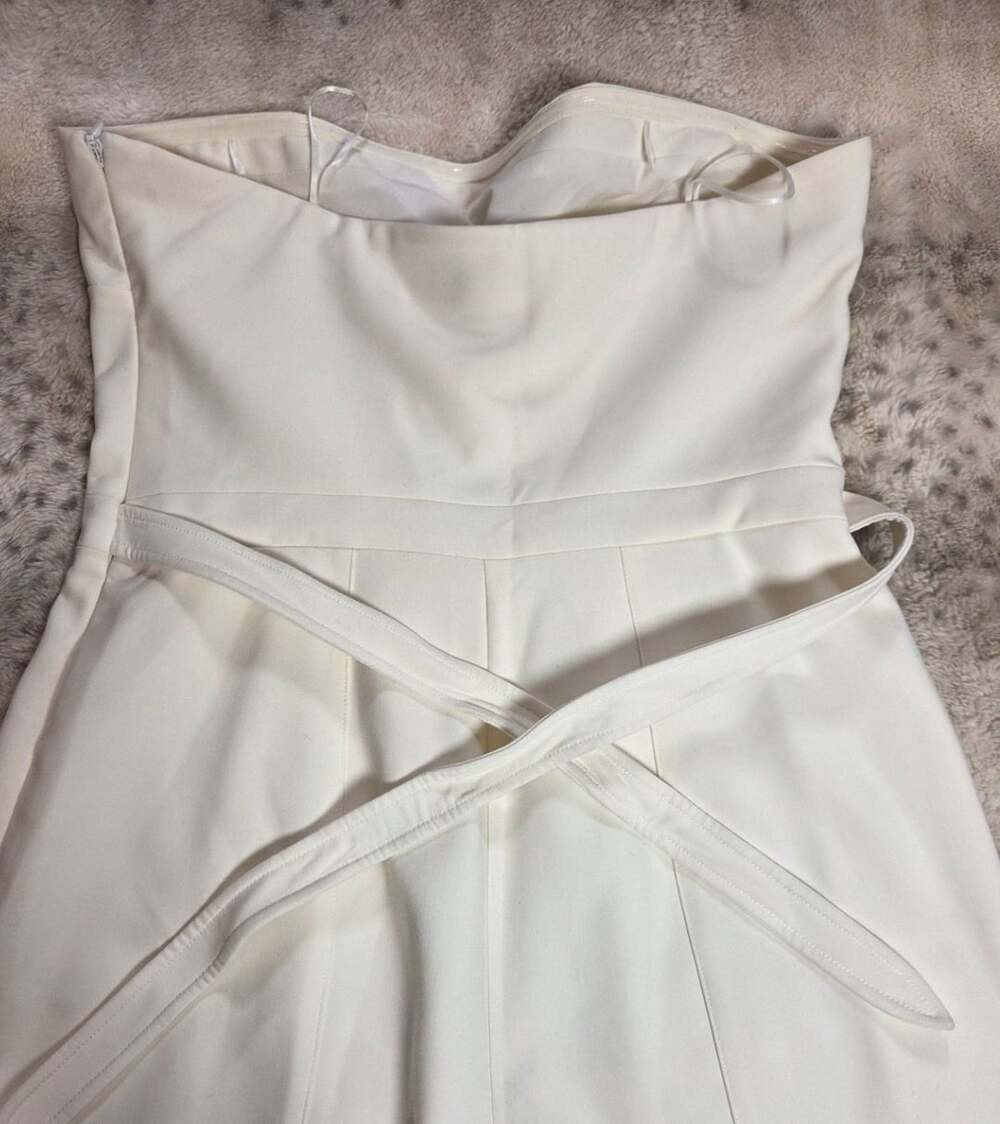 NWT LIKELY Cream Ivory Strapless Wide Leg Jumpsuit Belted Size - Picture 4 of 12